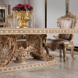 Ensemble de salle à manger de luxe en acajou de style royal victorien, meubles anciens écologiques, buffet sculpté haut de gamme pour hôtel - Product Image 2