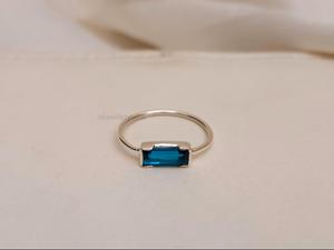 Emerald Cut Diamond 925 Sterling Silver Gold Plated Birthstone Anniversary Gift Minimalist <b>Green</b> Gemstone <b>Ring</b> - Product Image 3