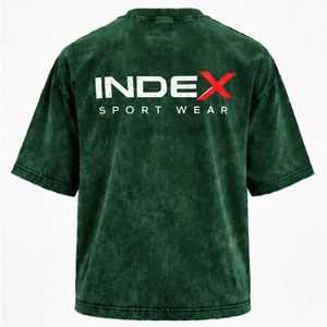 T-shirt en coton vert surdimensionné pour homme, col rond, manches courtes, décontracté, jersey lavé, coupe régulière, couleur unie - Product Image 2