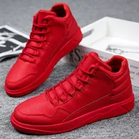 Nouvelles baskets rouges pour hommes, chaussures décontractées en cuir à tige haute, baskets streetwear hip-hop, chaussures de skateboard pour hommes, zapatillas hombre