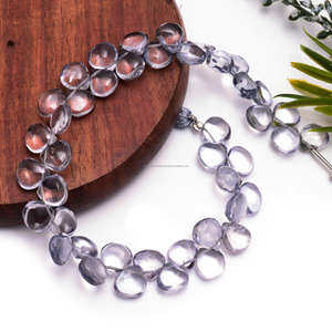 Cuarzo gris natural en forma de corazón liso 8 "pulgadas Cuentas de piedras preciosas hechas a mano Fabricación de hebras Joyas utilizadas en material de piedras preciosas - Product Image 2