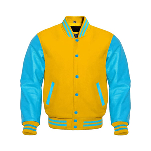 Blousons Bomber Unisexe en Laine Brodée Chenille pour Hommes, Manches en Toile, Style Universitaire, Imperméables, Haute Qualité, Couleurs Variées - Product Image 6