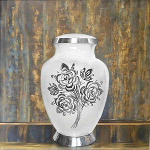 Urna Funeraria de Metal para Cenizas de Adultos |   Urna Funeraria Clásica Blanca para Cremación - Product Image 5