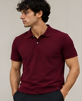 Polo en coton personnalisé 240 GSM, tissu piqué lourd, coupe classique, fabrication de vêtements en gros, marque privée OEM