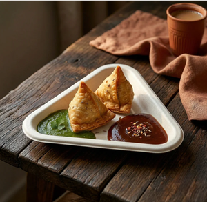 Premium Compostable Molded <b>Pulp</b> Triangle Disposable Pizza Serving Plate Eco Friendly Food Tray Modern Luxury Water Resistant - Product Image 5