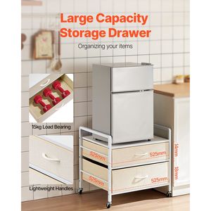 Supporto per Mini Frigorifero Mobile con Capacità di 80 kg, 2 Cassetti e 4 Ruote Girevoli per Facile Conservazione - Product Image 4