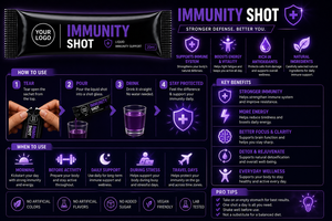<b>Immunity</b> Liquid <b>Shots</b> Ready to Drink Single Serving Beverage Packets with Convenient Portable Packaging Format Custom Label - Product Image 4