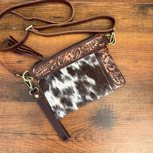 Bolso Bandolera Pequeño de Cuero Vacuno de Alta Calidad para Mujer 2024, Bolso de Mano con Estampado Floral, Cierre de Cremallera, Estampado de Nailon, Regalo - Product Image 2