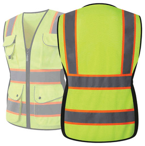 Chaleco Amarillo de Alta Visibilidad para Hombre, Impermeable, Transpirable, con Bolsillo Desmontable, para Guardias de Seguridad, Construcción Industrial - Product Image 3