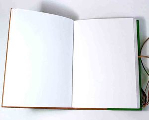 Handmade Recycled Cotton Paper <b>A5</b> <b>Diary</b> Acid-Free Green Wood Leather Bound Soft Cover Glue Binding Camelon Exports for Students - Product Image 3
