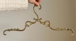 Vintage Brass Clothing <b>Hanger</b> With Carved Design For Wardrobe Use - Product Image 3