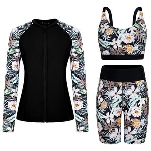 Trendy Swimwear Printed Women Three Piece <b>Rash</b> <b>Guard</b> Long Sleeve <b>Swimsuits</b> Swim Shirt Bathing Ladies Premium - Product Image 1