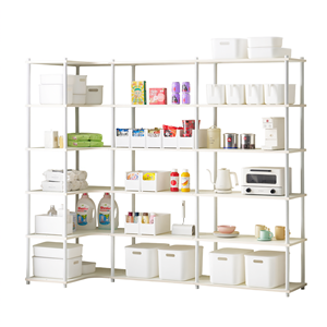 Étagère modulaire en métal réglable 2400 Corner C 6T Blanc/Argent, organisateur de rangement minimaliste pour la maison - Product Image 2