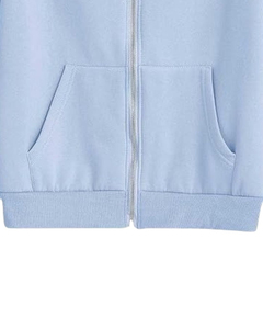 Sudadera con Capucha Unisex Azul Claro, Sudadera de Forro Polar con Cierre, Sudadera Extra Grande de Corte Regular, Color Sólido, Diseño Casual con Bolsillos, Ropa de Otoño - Product Image 5