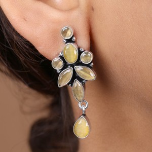 Wholesale Oxidized <b>Silver</b> Multi <b>Earrings</b> for Women | Handmade Boho <b>Dangle</b> <b>Earrings</b> | Ethnic Gemstone Jewelry Bulk - Product Image 6
