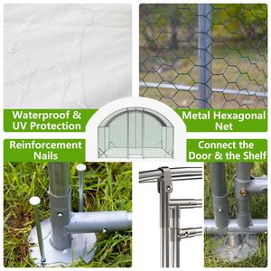 Grande Pollaio a Cupola in Metallo con Copertura Impermeabile Anti-UV, Gabbia per Galline da Esterno - Product Image 5