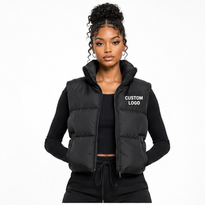 Chaleco Acolchado Personalizado con Logotipo, Cuello Alto, Sin Mangas, Cálido, Impermeable, Estilo Safari para Mujer - Product Image 1