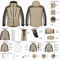 Veste de ski imperméable pour homme, à capuche, en tissu Power Stretch, 10 000 mm, 240 g, polyester imprimé par transfert thermique, vêtements d'extérieur