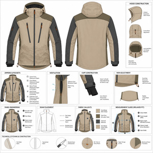 Men's <b>Waterproof</b> for Power Stretch Ski <b>Jacket</b> Hooded 10,000mm 240g Heat-Transfer Printed Polyester Outdoor Wear - Product Image 5