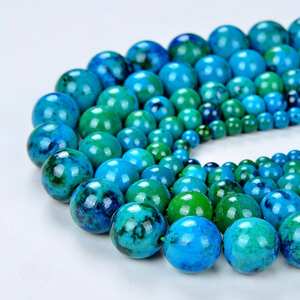 ลูกปัดคริสโซคอลล่าทรงกลม หินธรรมชาติ สำหรับทำเครื่องประดับ DIY สร้อยข้อมือ สร้อยคอ งานฝีมือ แบบเส้นเต็ม - Product Image 3