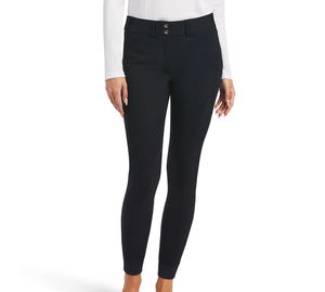 Pantalon d'équitation taille haute pour femme, vert olive, extensible dans quatre directions, fermeture boutonnée, couleur unie - Product Image 3