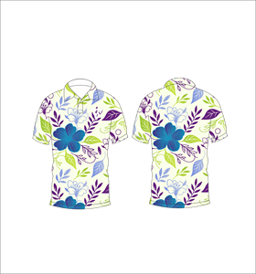 Men’s <b>White</b> Blue Floral Leaf Print <b>Polo</b> Shirt Short Sleeve Casual Summer Fashion Golf Shirt - Product Image 6