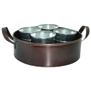 Organisateur de table rustique à 6 compartiments en métal galvanisé, porte-ustensiles avec cadre en fil métallique décoratif à feuilles vieillies - Product Image 2