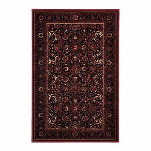 Tapis floral noir bordeaux profond, tapis botanique moderne avec bordure encadrée, 100% laine de Nouvelle-Zélande, antidérapant, lavable, pour salon - Product Image 2