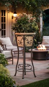 Wall Planters Round Metal Powder Coated Hanging Bracket for Garden Outdoor Use - Product Image 1