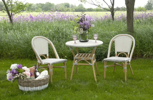 Aluminum Frame Outdoor Bistro <b>Set</b> with Solid Wood Top Garden Dining Table and 4 Chairs-Weather Resistant - Product Image 6