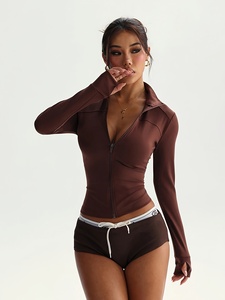 New Style 2026 Fashion Spandex Long Sleeve Breathable Lightweight Yoga <b>Jacket</b> <b>Workout</b> Gym Clothing - Product Image 3
