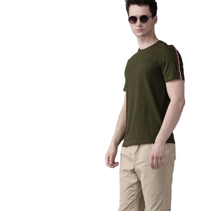 T-shirts unis à manches courtes pour hommes, vêtements de fitness, t-shirt en coton et élasthanne lavé pour hommes - Product Image 1