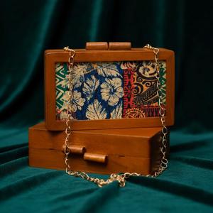 Wooden Clutch With Sequins & Floral Topper <b>Metal</b> Mosaic Clutch <b>Wallet</b> Purse Party Bag for Women - Product Image 5