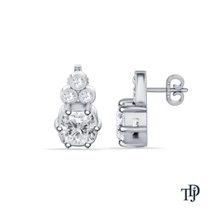 ต่างหูแบบห้อยประดับเพชรทรงคุชชั่น 6 หนามเตย (เพชรธรรมชาติ) ทองคำ 10K ชุดสามคู่ - Product Image 4