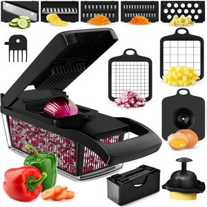 Affettatrice Multifunzione 8-in-1 Senza Disordine, Mandolina per Verdure, Tritatutto con Lame Multiple, Contenitore per Frutta e Verdura - Product Image 4