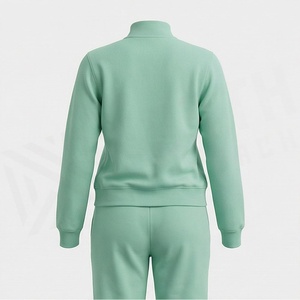 Women's 2 Piece Fleece <b>Tracksuit</b> Set Solid Mint Green Embroidered Stars Full Length Casual Wear Regular Fit All Seasons - Product Image 2