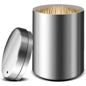 Dispenser Portastuzzolini in Acciaio Inossidabile e Bambù, Contenitore per 500 Stuzzolini Spessi - Product Image 1