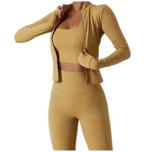 Wholesale Oem Women's Slim Fit Full Zip up Yoga Gym Fitness Long Sleeve Yoga Suit for Woman Gym Wear <b>Workout</b> Zipper <b>Jacket</b> - Product Image 6