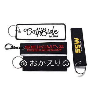 Moda bordado aviación hombre llavero Keytag en blanco personalizado carta Logo llavero Clip gancho - Product Image 1