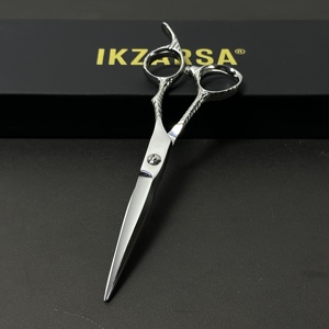 Ciseaux à cheveux professionnels IKZARSA en acier inoxydable, lame tranchante, pour droitiers, ciseaux à effiler de salon, manche long - Product Image 5