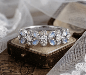 Anillo de media eternidad al por mayor con piedra de nacimiento, de acero inoxidable, con gema de circonita rectangular colorida, chapado en oro de 18k, para mujer - Product Image 4