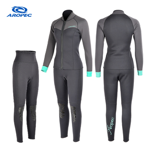 Combinaison de surf 2 pièces pour femme en néoprène 1,5 mm imprimé, personnalisable OEM/ODM, avec veste à manches longues et pantalon, fermeture éclair frontale, protection UPF 50+ - Product Image 1