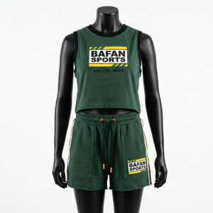 Ensemble de t-shirts sans manches pour femmes, 200 GSM, jersey en coton et polyester de qualité supérieure, vert foncé, tenue de sport, logo personnalisé - Product Image 5