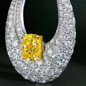 Luxury Women 18K Solid Gold Hoop Earrings With <b>Cushion</b> Cut Yellow Diamond Wedding Jewelry - Product Image 2