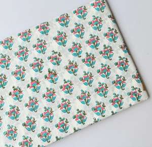 Tela de Algodón Cambray Estampada a Mano 60x60 cm, Tela de Algodón con Estampado Tradicional Jaipuri - Product Image 4