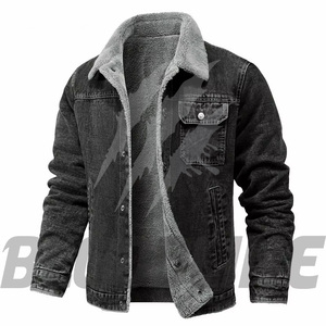 Veste en jean pour femme, style trucker, manches longues, col boutonné, délavée, unie, doublure en coton pour l'hiver, coupe-vent, séchage rapide, écologique - Product Image 1