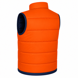Custom <b>Men</b> Puffer Vest Full Zip Stand Collar Contrast Trim Padded Vest Horizontal Quilted Winter Vest Custom Sleeveless <b>Jacket</b> - Product Image 6