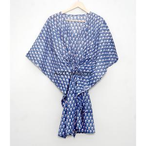 Vestido Kaftan Indio Hecho a Mano con Estampado Floral, Transpirable y de Secado Rápido, Ropa Casual de Playa para Mujer, 100% Algodón, Otoño-Primavera - Product Image 5