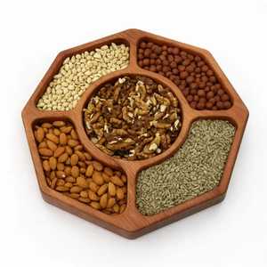 <b>Large</b> Rectangular Acacia Wood 3 Compartment Serving <b>Tray</b> Divided Snack Platter for Nuts Fruits Appetizers and Cheese Board - Product Image 5