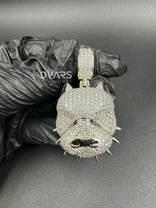 Prix de gros Collier pendentif personnalisé pour homme, motif bouledogue, style hip-hop, en argent sterling 925 - Product Image 1